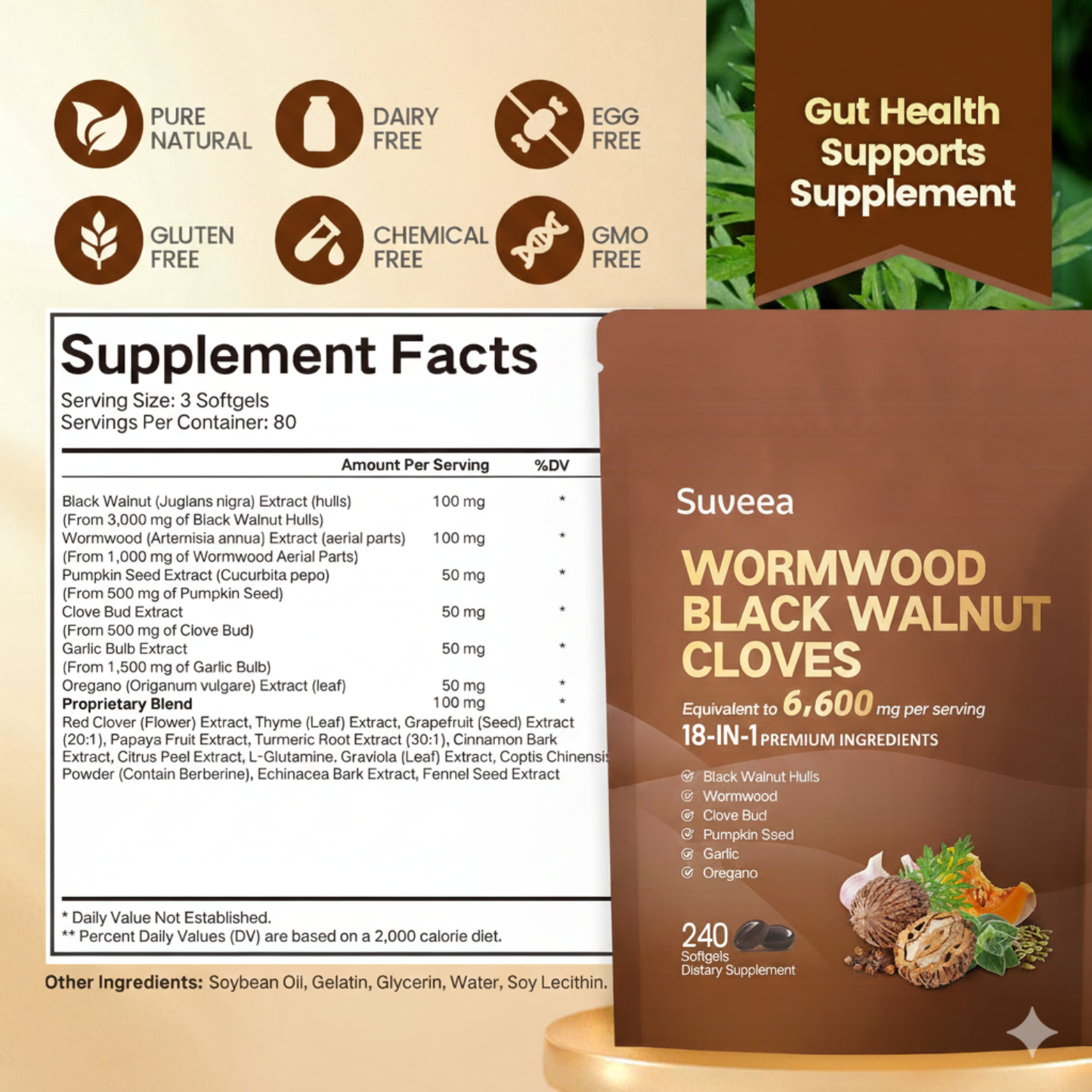Suveea Black Walnut Wormwood Clove Capsules