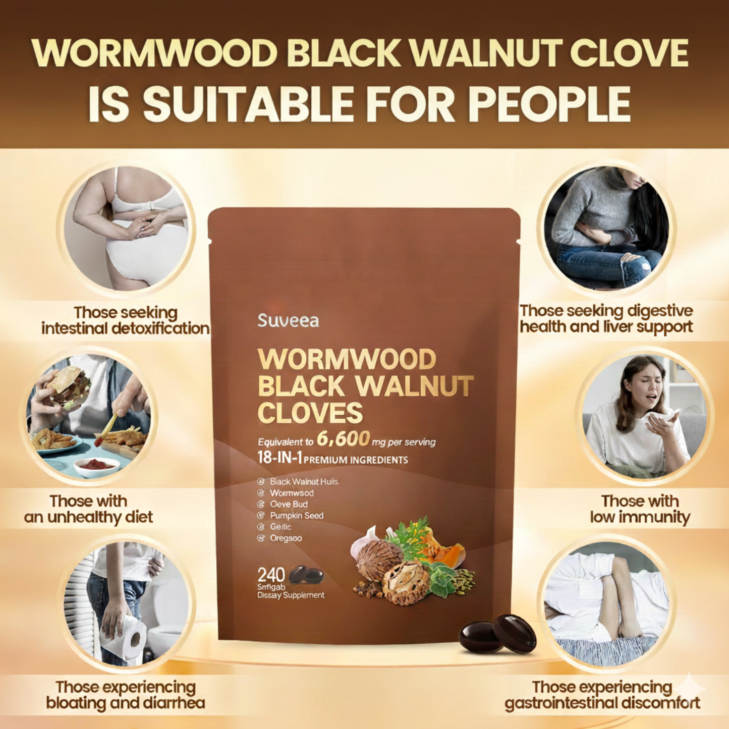 Suveea Black Walnut Wormwood Clove Capsules